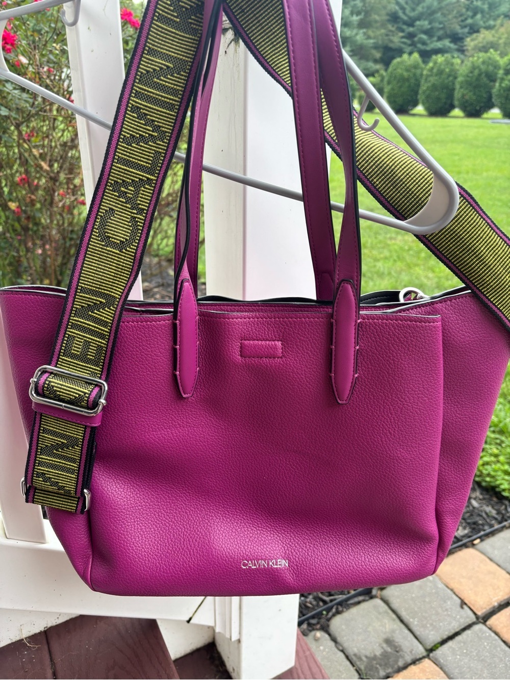 Calvin Klein Magenta Shoulder Tote with Branded Strap